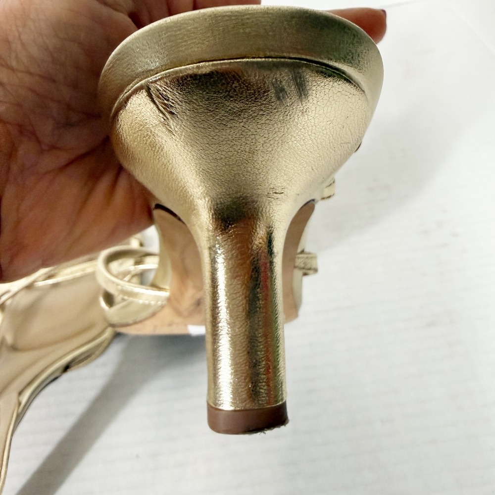 Vince Lilian Womens Leather Minimalist Champagne Gold Slingback Sandal Size 8 - Picture 6 of 7